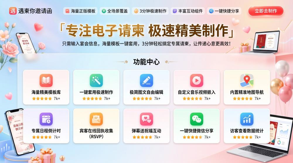 各类聚会电子邀请函自制指南，海量精美模板，几分钟轻松搞定